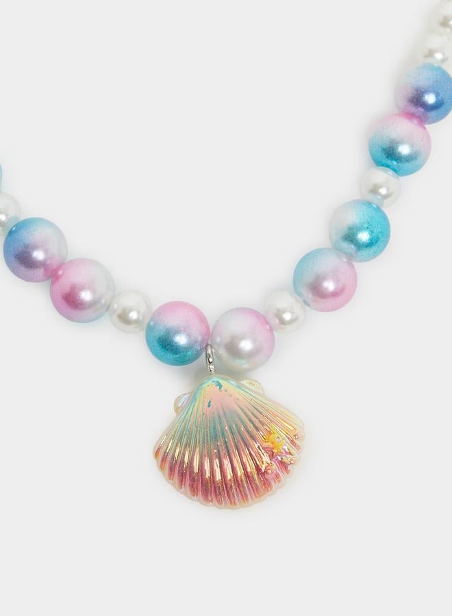 Styli Girls Pearl And Seashell Necklace With Bracelet Jewelry Set - Image 1